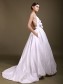 Ball Gown Deep V-neck Spaghetti Straps Backless Taffeta Wedding Dresses 00101003