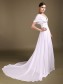 Sheath / Column V-neck Off-the-shoulder Chiffon Wedding Dresses 00101006
