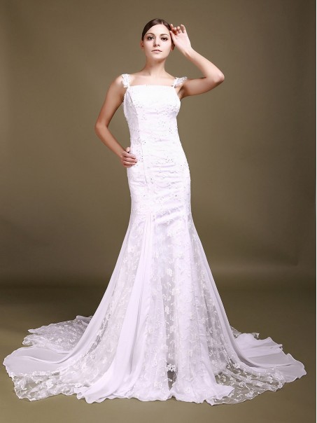 Trumpet/Mermaid Spaghetti Straps Low Back Lace Wedding Dresses 00101007 Trumpet/Mermaid Spaghetti Straps Low Back Lace Wedding Dresses 00101007