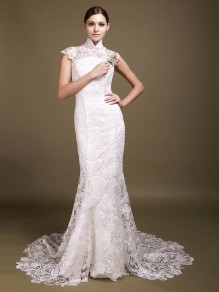 Trumpet/Mermaid Backless Lace Wedding Dresses 00101010