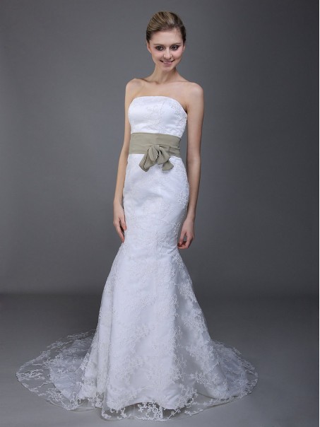 Trumpet/Mermaid Strapless Lace Wedding Dresses 00101022