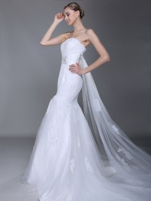 Trumpet/Mermaid Strapless Lace Wedding Dresses 00101023