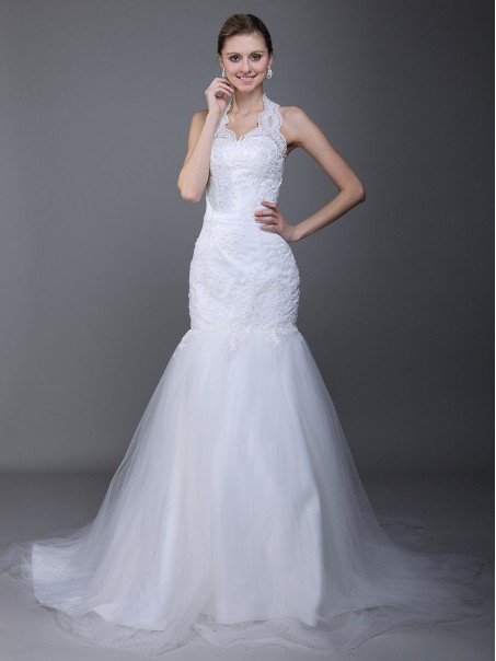 Trumpet/Mermaid Halter Wedding Dresses 00101026