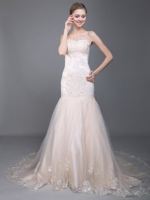 Trumpet / Mermaid Sweetheart Tulle Lace Wedding Dresses 00101027