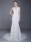 Sheath/Column V-neck Chiffon Wedding Dresses 00101028