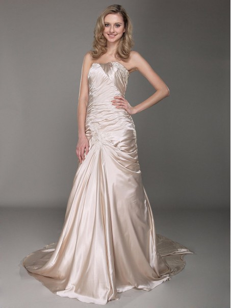 Trumpet/Mermaid Strapless Wedding Dresses 00101032
