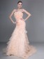 Trumpet/Mermaid Strapless Court Train Organza Tiered Wedding Dresses 00101033
