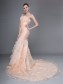 Trumpet/Mermaid Strapless Court Train Organza Tiered Wedding Dresses 00101033