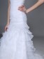 Trumpet/ Mermaid One Shouler Court Train Organza Tiered Wedding Dresses 00101034
