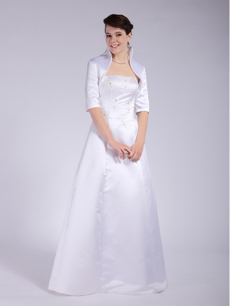 A-line Strapless Satin Wedding Dresses with A Wrap 00101039