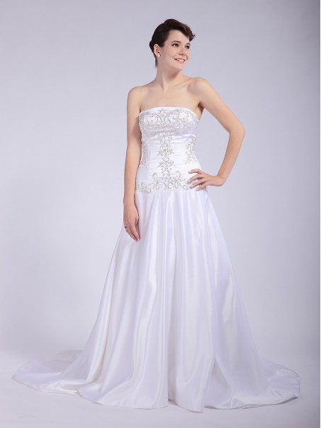 A-line Strapless Satin Wedding Dresses 00101040