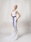 Simple Sheath/Column V-neck Chiffon Wedding Dresses 00101046