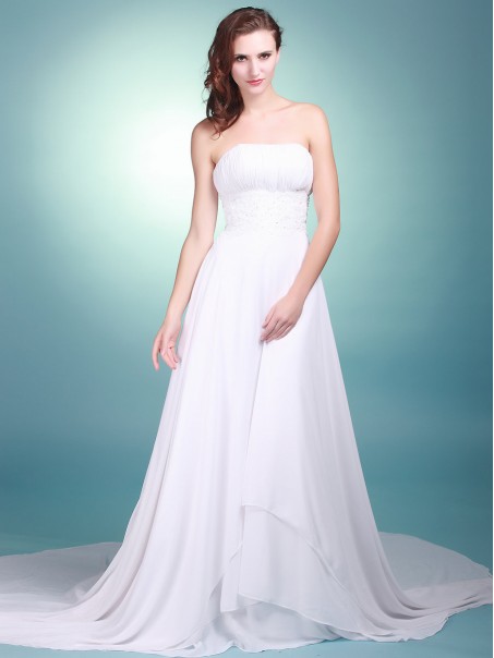 A-line Strapless Chiffon Wedding Dresses 00101049