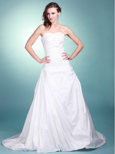A-line Strapless Sweetheart Chapel Train Taffeta Wedding Dresses 00101053 A-line Strapless Sweetheart Chapel Train Taffeta Wedding Dresses 00101053