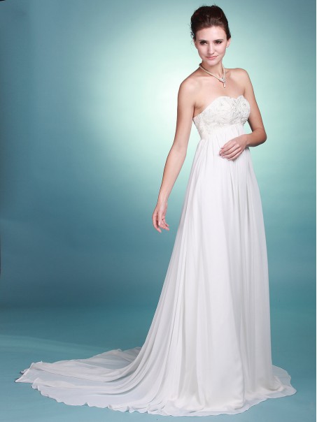 A-line Empire Sweetheart Court Train Chiffon Wedding Dresses 00101057 A-line Empire Sweetheart Court Train Chiffon Wedding Dresses 00101057