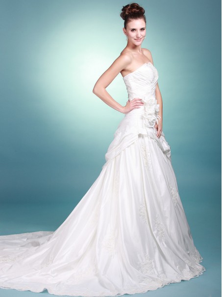 A-line Strapless Taffeta Wedding Dresses 00101058