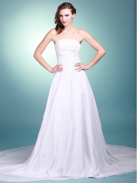 A-line Strapless Chiffon Wedding Dresses 00101059 A-line Strapless Chiffon Wedding Dresses 00101059