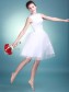 A-line Satin Tulle Knee-length Wedding Dresses 00101064 A-line Satin Tulle Knee-length Wedding Dresses 00101064
