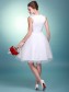 A-line Satin Tulle Knee-length Wedding Dresses 00101064 A-line Satin Tulle Knee-length Wedding Dresses 00101064