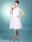 A-line Halter Satin Tulle Knee-length Wedding Dresses 00101065