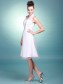 A-line Halter Satin Tulle Knee-length Wedding Dresses 00101065