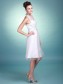 A-line Halter Satin Tulle Knee-length Wedding Dresses 00101065