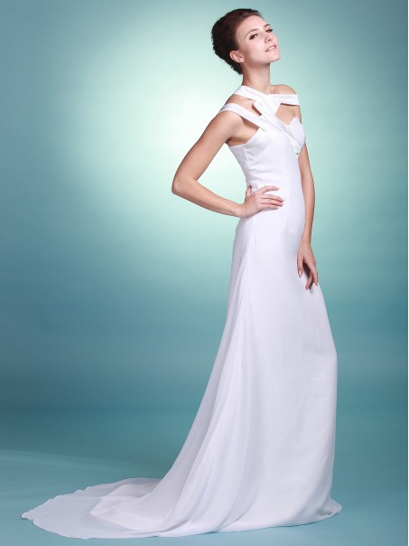 Sheath/Column Asymmetrical Straps Chiffon Wedding Dresses 00101068 Sheath/Column Asymmetrical Straps Chiffon Wedding Dresses 00101068