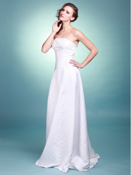 A-line Strapless Satin Wedding Dresses 00101069 A-line Strapless Satin Wedding Dresses 00101069