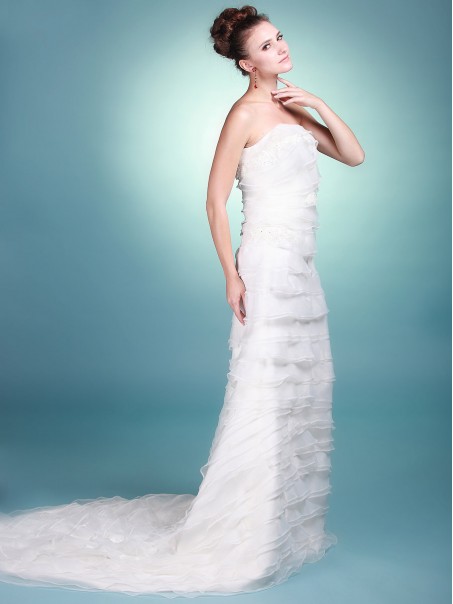 A-line Strapless Organza Wedding Dresses 00101072 A-line Strapless Organza Wedding Dresses 00101072