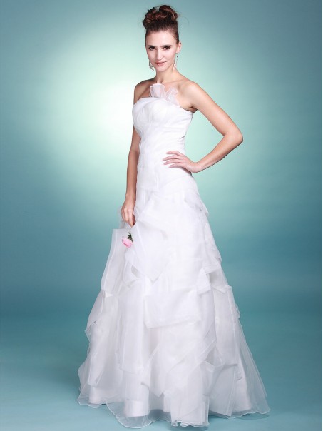 A-line Strapless Organza Wedding Dresses 00101073 A-line Strapless Organza Wedding Dresses 00101073