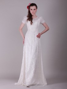 A-line Short Sleeves Lace Wedding Dresses 00101074 A-line Short Sleeves Lace Wedding Dresses 00101074