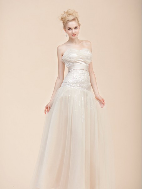 Sheath/Column Sweetheart Tulle Wedding Dresses 00101092