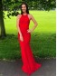 Elegant Long Red Mermaid Prom Dresses Formal Evening Gowns 901009