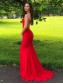 Elegant Long Red Mermaid Prom Dresses Formal Evening Gowns 901009