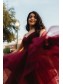 Burgundy Tulle Prom Dress Formal Evening Gowns 901013