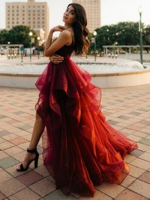 Burgundy Tulle Prom Dress Formal Evening Gowns 901013 Burgundy Tulle Prom Dress Formal Evening Gowns 901013