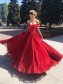 Long Red Sparkle Tulle Prom Dresses Formal Evening Gowns 901015