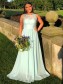 Long Blue Chiffon and Lace Prom Dresses Formal Evening Gowns 901016
