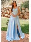Long Blue Lace Prom Dresses Formal Evening Gowns 901018