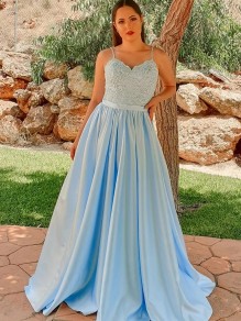 Long Blue Lace Prom Dresses Formal Evening Gowns 901018 Long Blue Lace Prom Dresses Formal Evening Gowns 901018