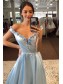 A-Line Long Yellow Satin Prom Dresses Formal Evening Gowns with Pockets 901019