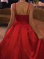 Long Red Satin Prom Dresses Formal Evening Gowns 901027
