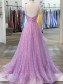 A-Line Sparkly Tulle Long Prom Dresses Formal Evening Gowns 901030