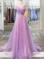 A-Line Sparkly Tulle Long Prom Dresses Formal Evening Gowns 901030
