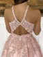 Long Pink Lace and Satin Prom Dresses Formal Evening Gowns 901031