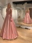 A-Line V Neck Long Prom Dresses Formal Evening Gowns 901042