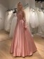 A-Line V Neck Long Prom Dresses Formal Evening Gowns 901042