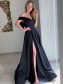 A-Line Long Blue Prom Dresses Formal Evening Gowns 901048