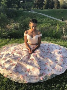 Long Pink Two Pieces Embroidered Prom Dresses Formal Evening Gowns 901051 Long Pink Two Pieces Embroidered Prom Dresses Formal Evening Gowns 901051