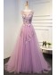 A-Line Tulle and Lace Long Prom Dresses Formal Evening Gowns 901055